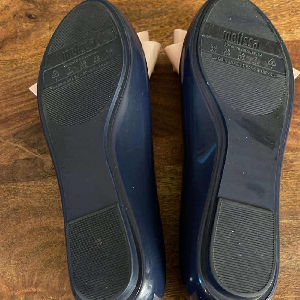 Melissa Space Love Ribbon Bow Ballet Flats - Navy/Nude, Size 7 - Picture 5 of 6